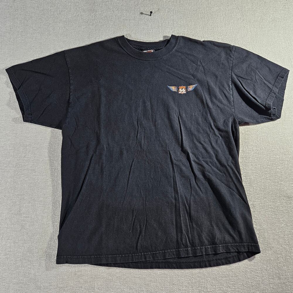 Vintage Y2K Harley Davidson Tulsa OK Route 66 Shirt Mens XL Black Tee USA